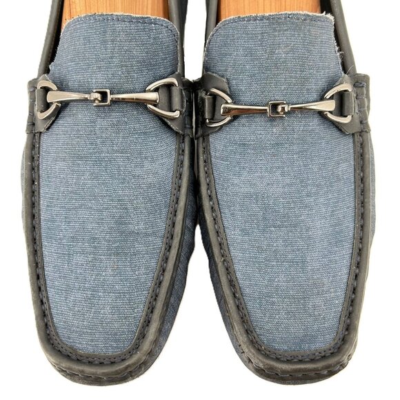 Blue Denim Men's 10M Horsebit Driving Loafers Mercanti Fiorentini Shoes Loafers - Picture 3 of 10